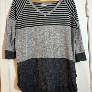 Maurices Black and Gray Striped Top